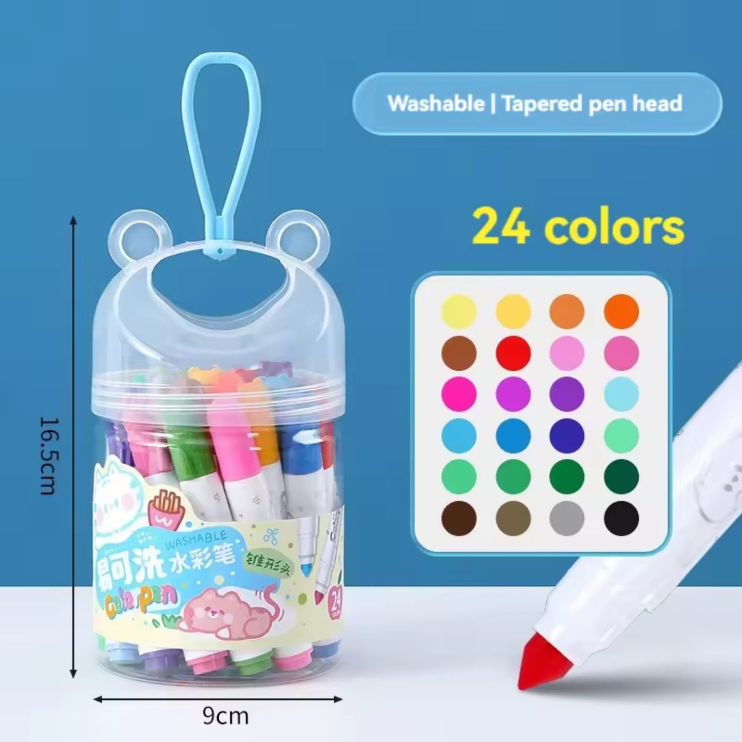 Color Washable Crayon Marker Set with Carry Bucket