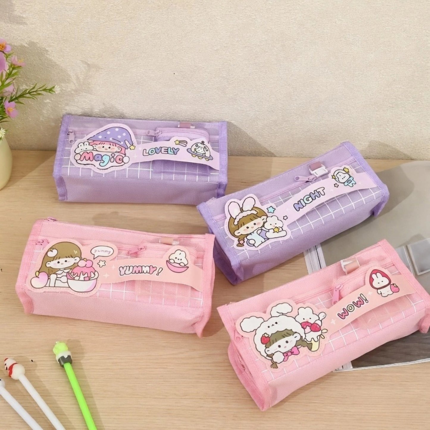 Cute Multi Pocket Pencil Case