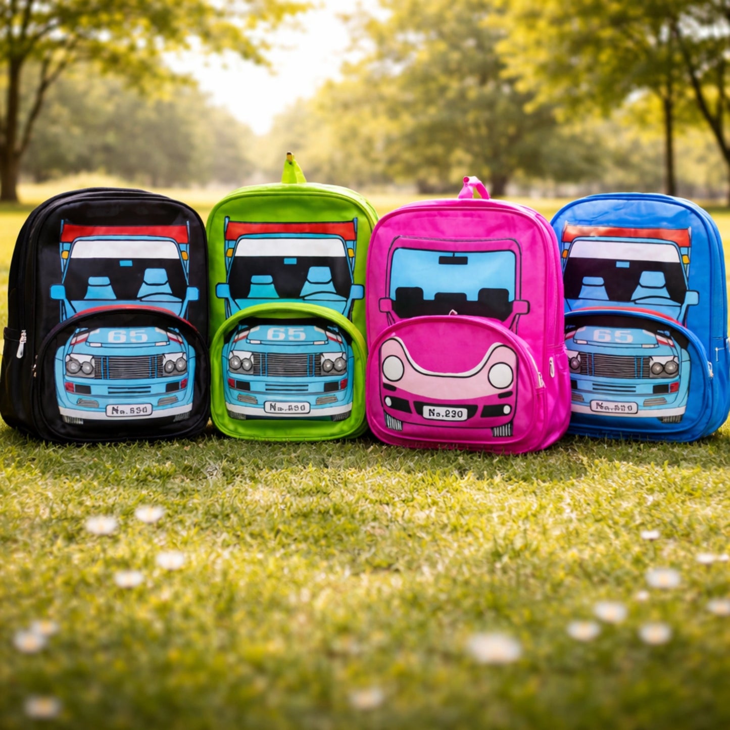 Car Print School Backpack