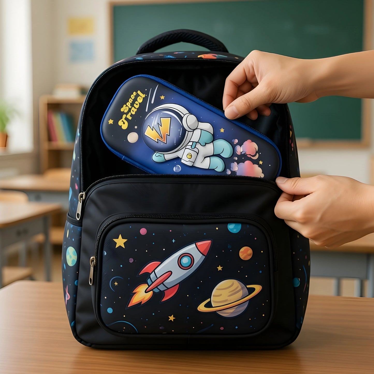 Space Travel Hard Shell Pencil Case