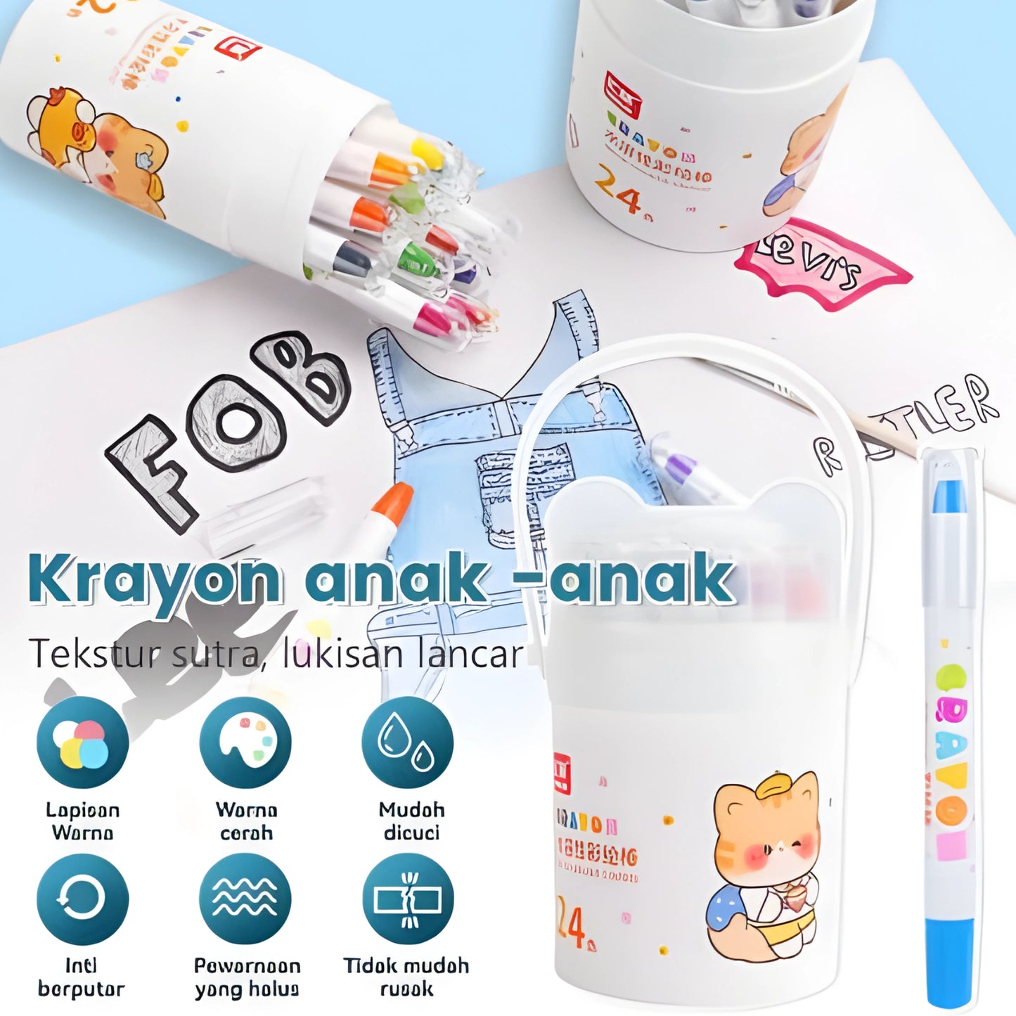 Color Twist Crayons Set with Storage Bucket