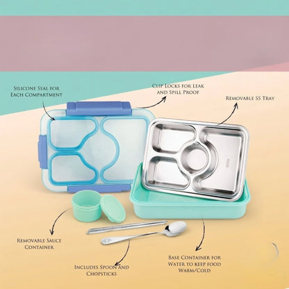 Stainless Steel Bento Lunch Box with Sauce Cup