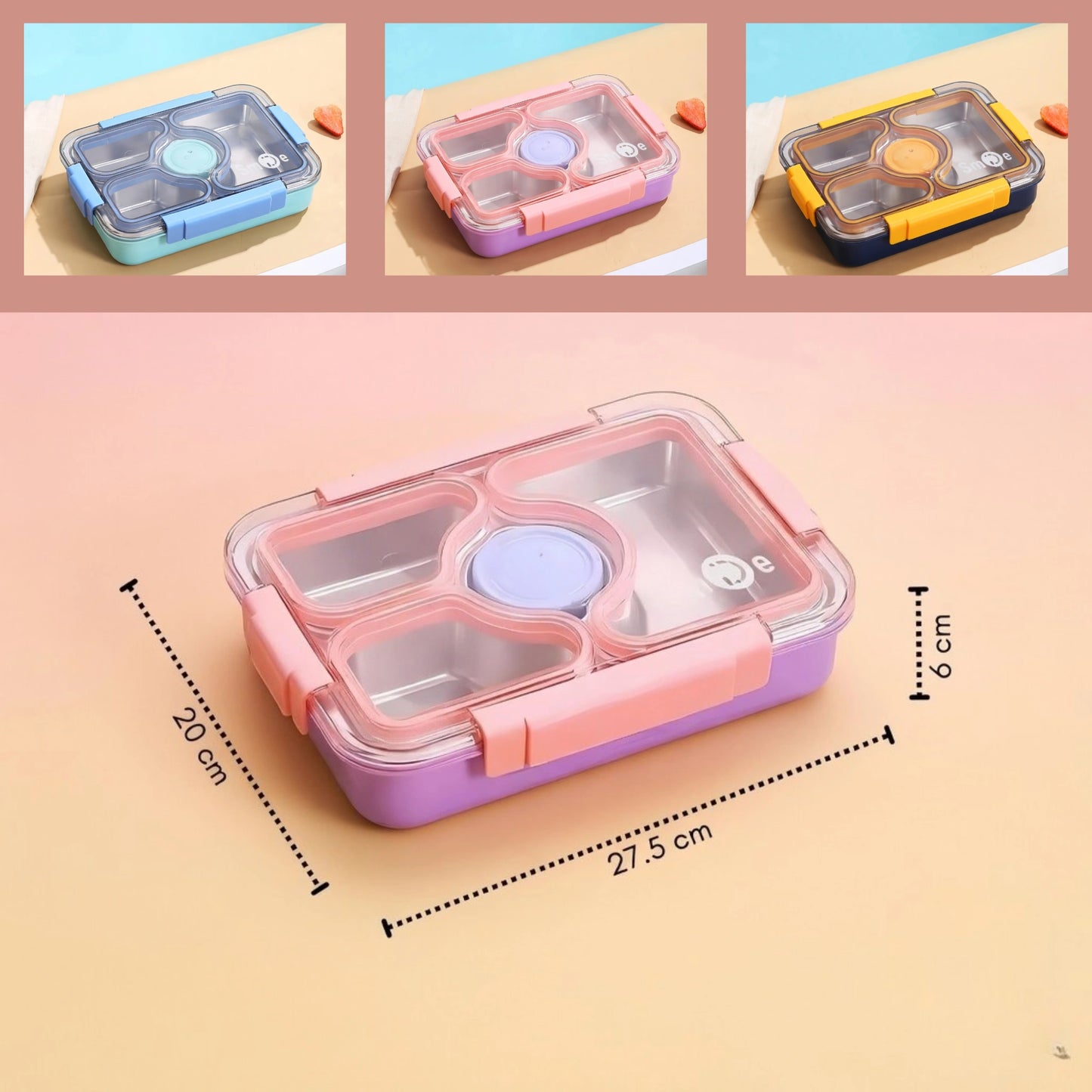 Stainless Steel Bento Lunch Box with Sauce Cup