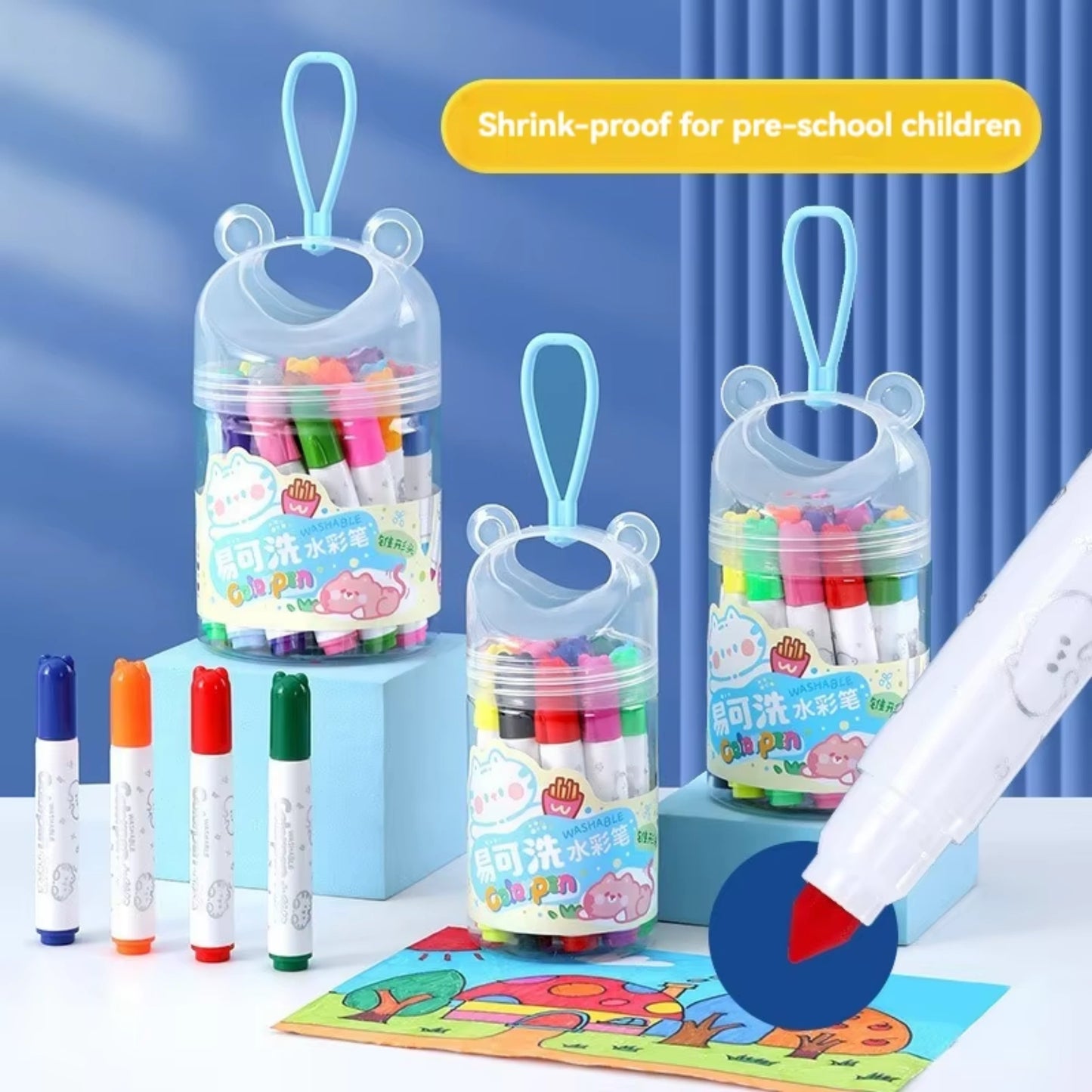 Color Washable Crayon Marker Set with Carry Bucket