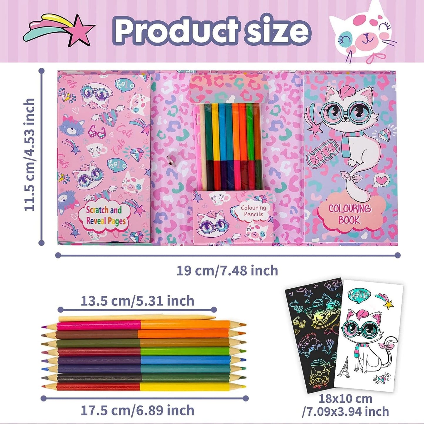 Colouring Book Set with Scratch Art