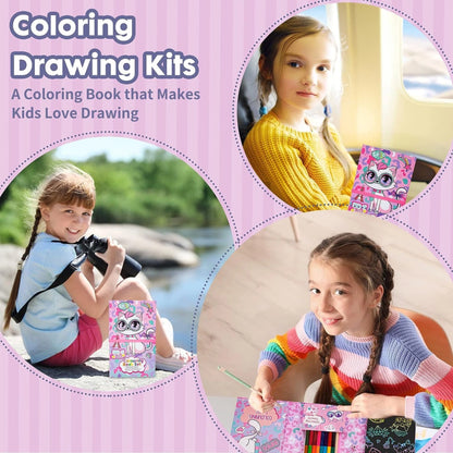 Colouring Book Set with Scratch Art