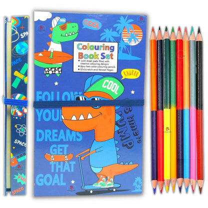 Colouring Book Set with Scratch Art
