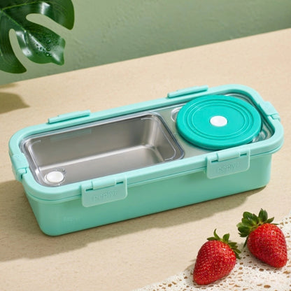 Stainless Steel 2 Compartment Lunch Box with Sauce Cup