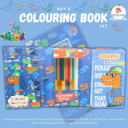 Colouring Book Set with Scratch Art