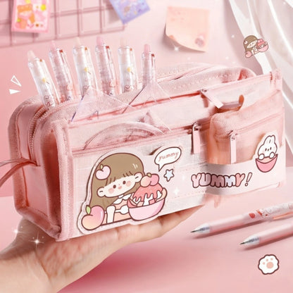 Cute Multi Pocket Pencil Case