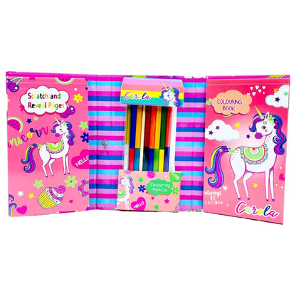 Colouring Book Set with Scratch Art