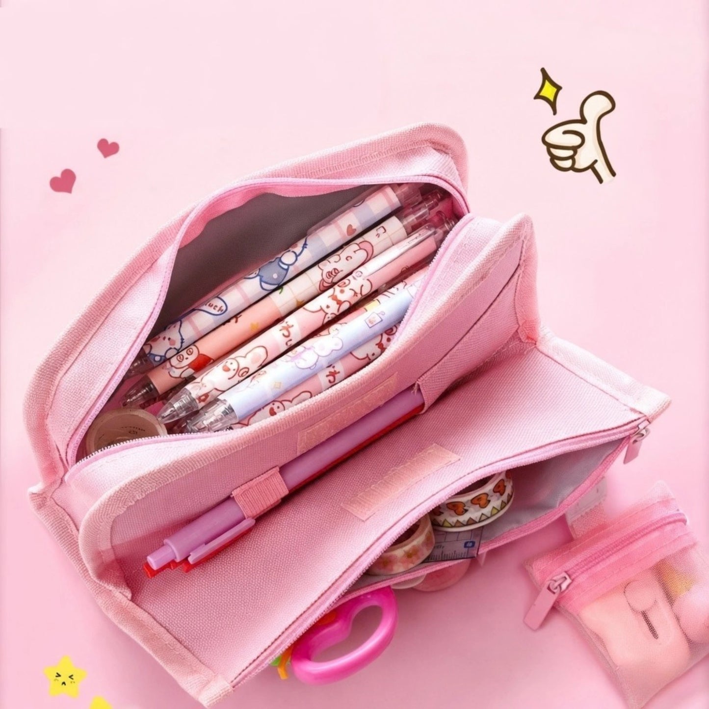 Cute Multi Pocket Pencil Case