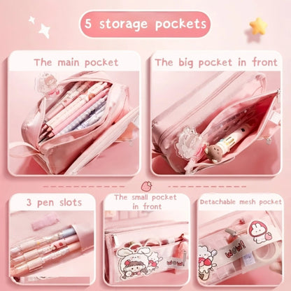 Cute Multi Pocket Pencil Case