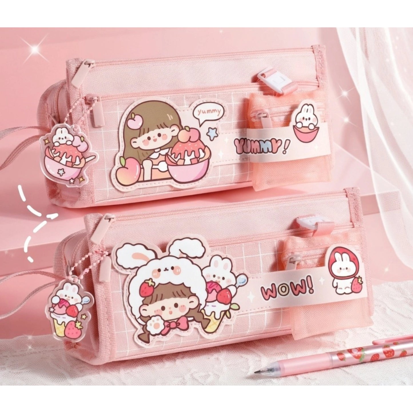 Cute Multi Pocket Pencil Case
