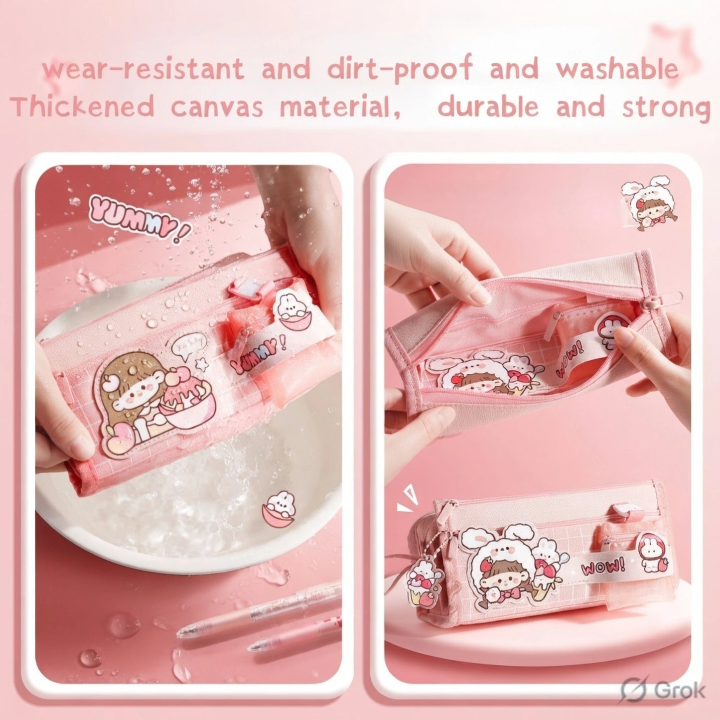 Cute Multi Pocket Pencil Case