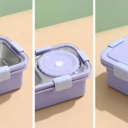 Stainless Steel 2 Compartment Lunch Box with Sauce Cup