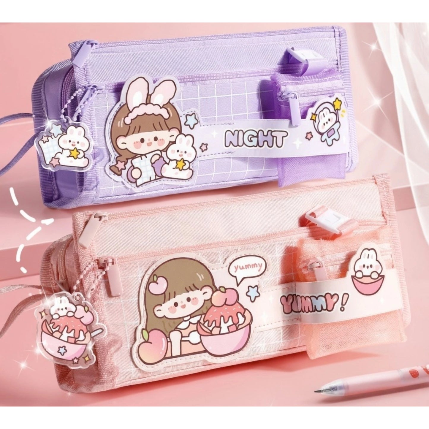 Cute Multi Pocket Pencil Case