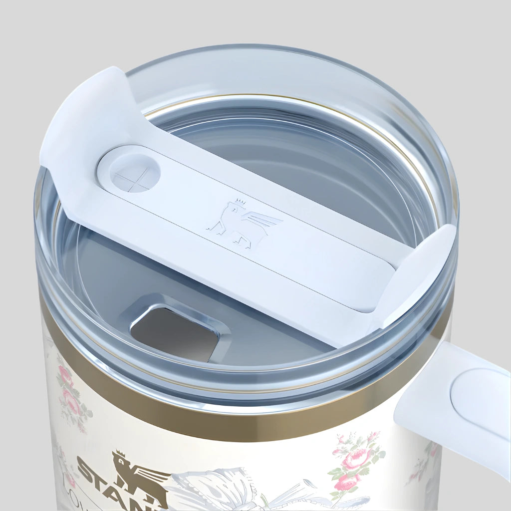 Floral Insulated Tumbler with Handle & Straw