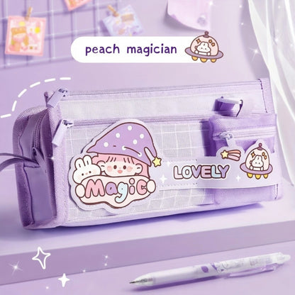 Cute Multi Pocket Pencil Case