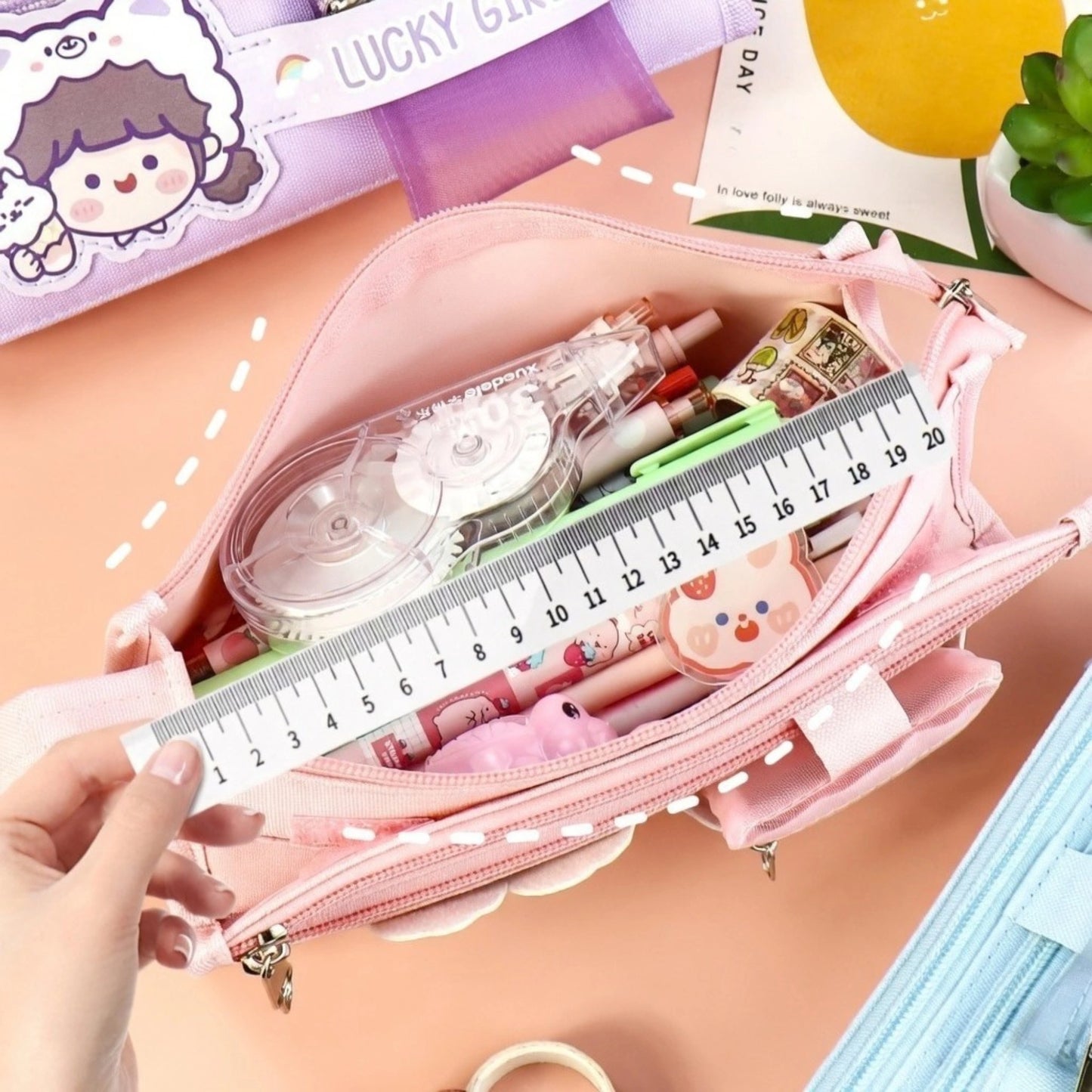 Cute Multi Pocket Pencil Case
