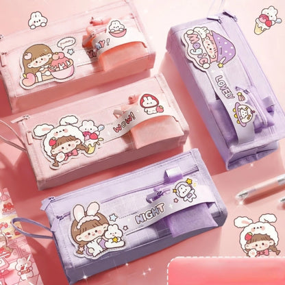 Cute Multi Pocket Pencil Case