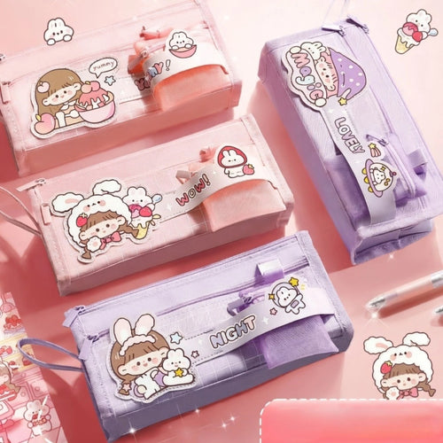 Cute Multi Pocket Pencil Case
