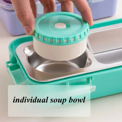 Stainless Steel 2 Compartment Lunch Box with Sauce Cup