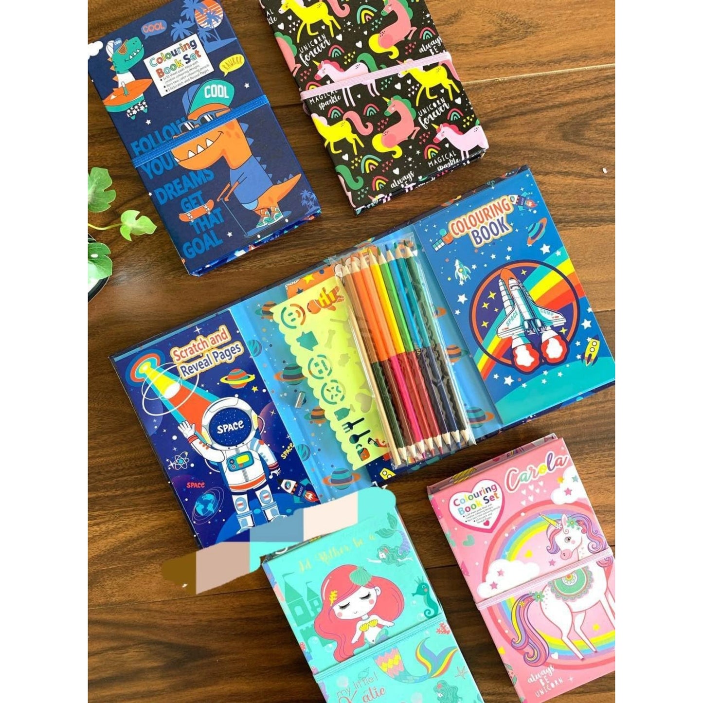 Colouring Book Set with Scratch Art