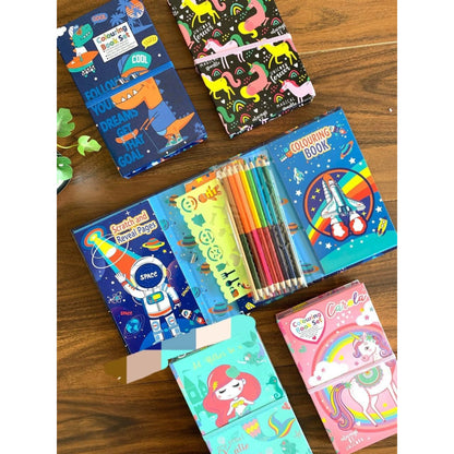 Colouring Book Set with Scratch Art