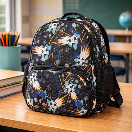 Football Print Kids School Backpack