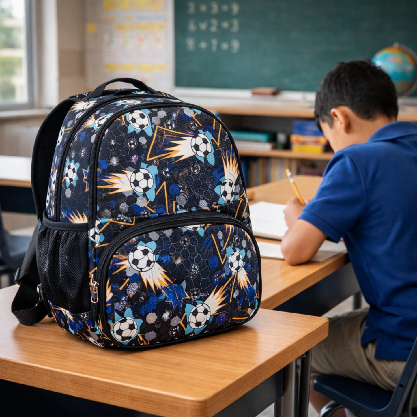 Football Print Kids School Backpack