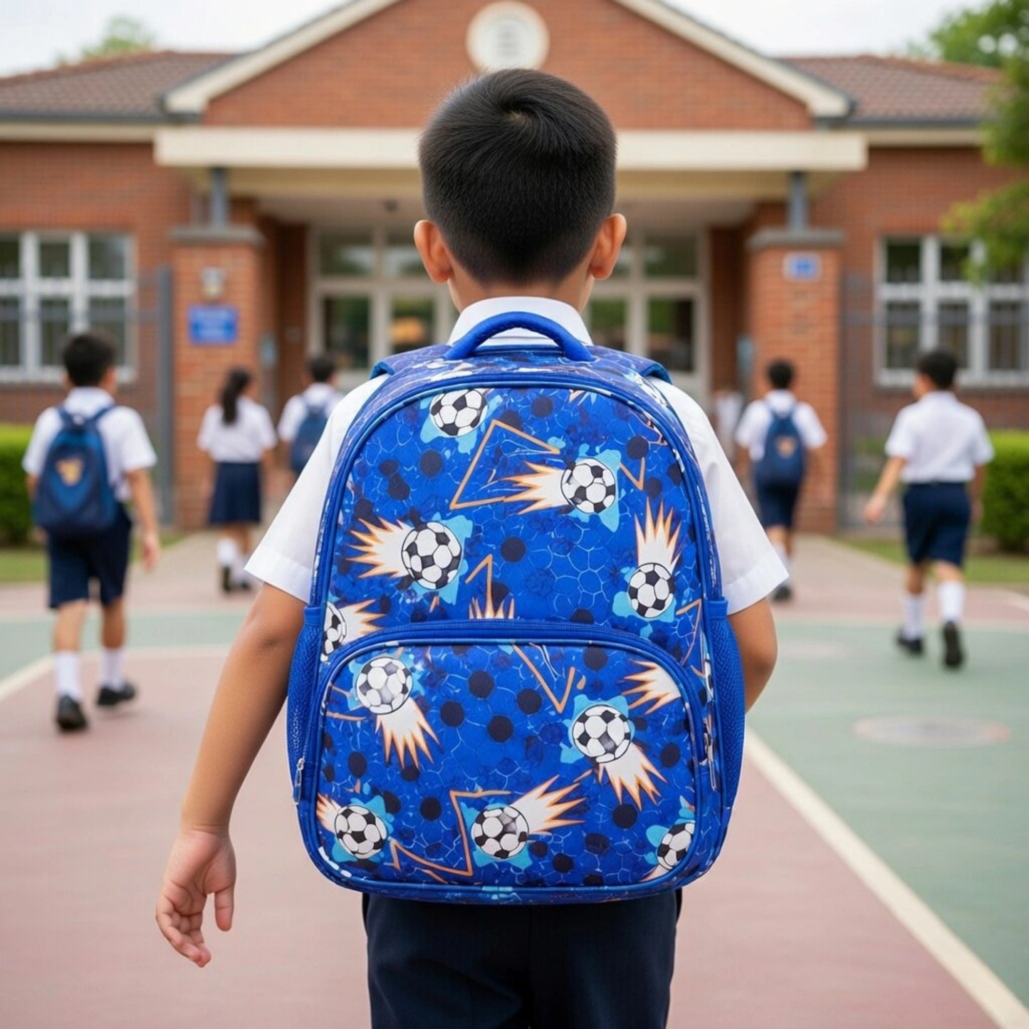 Football Print Kids School Backpack