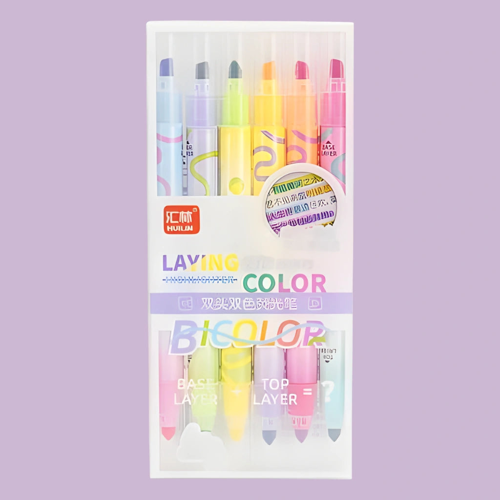 6 Colors Dual Tone Highlighter Pens