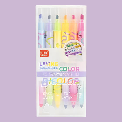 6 Colors Dual Tone Highlighter Pens
