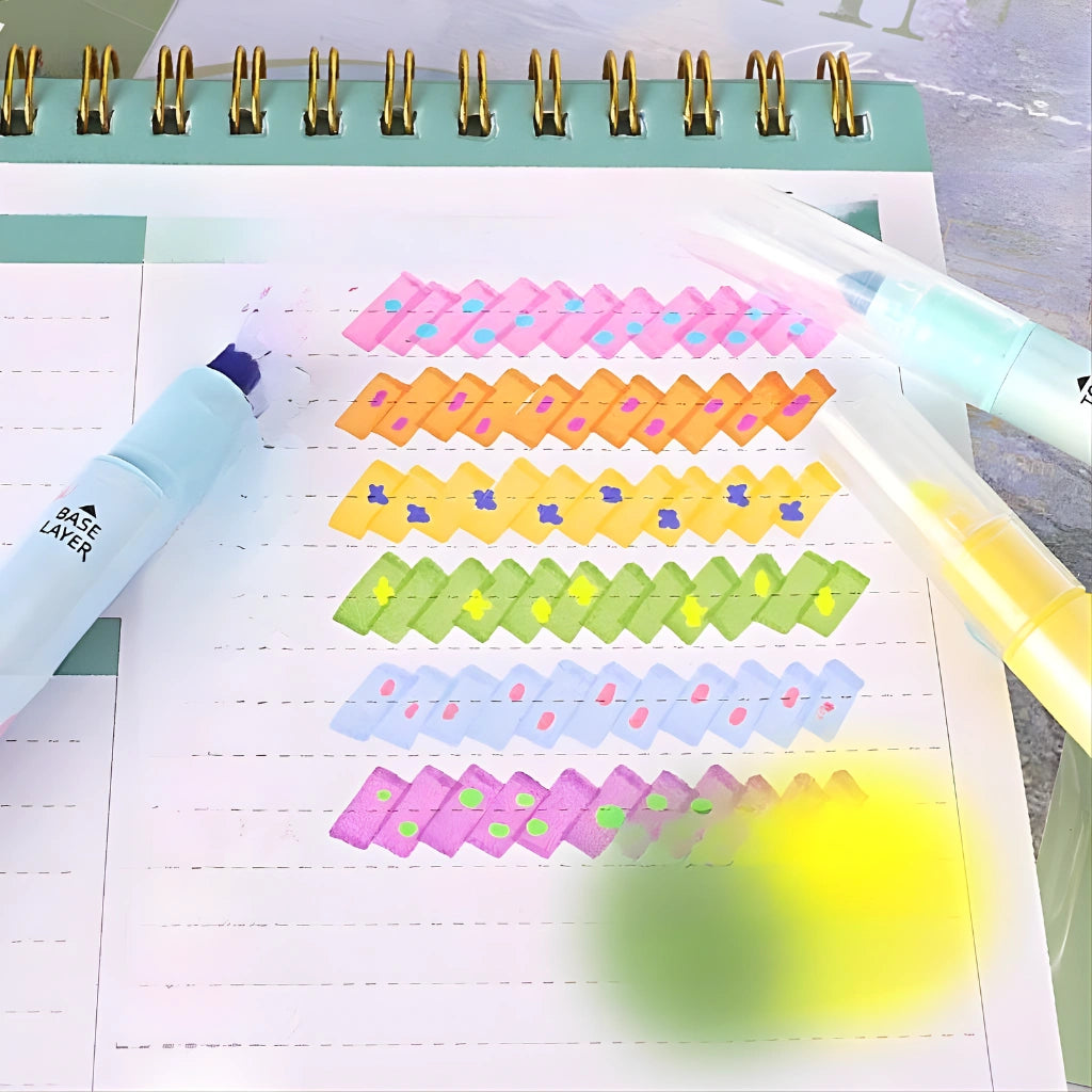 6 Colors Dual Tone Highlighter Pens