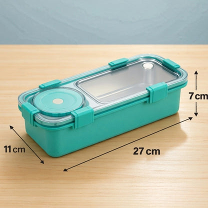 Stainless Steel 2 Compartment Lunch Box with Sauce Cup