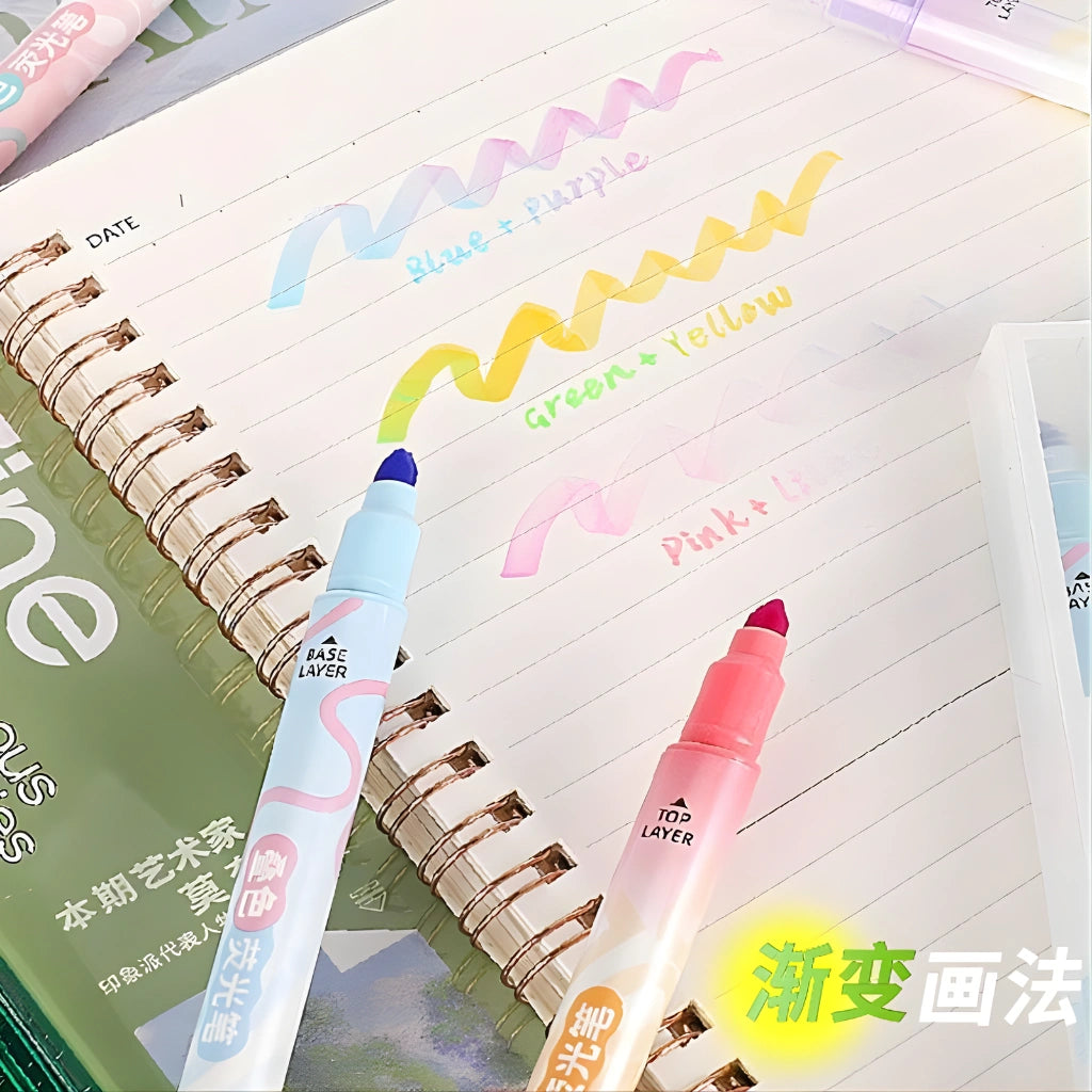 6 Colors Dual Tone Highlighter Pens