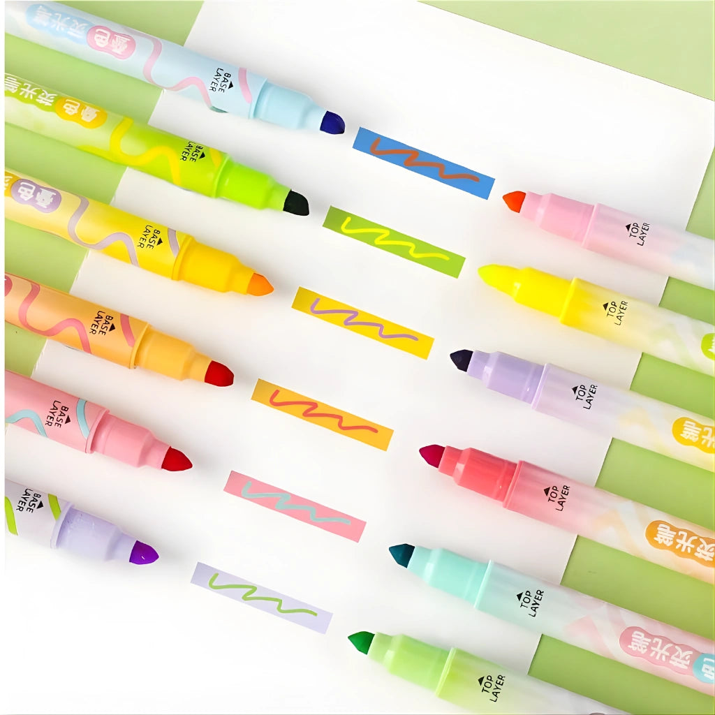 6 Colors Dual Tone Highlighter Pens