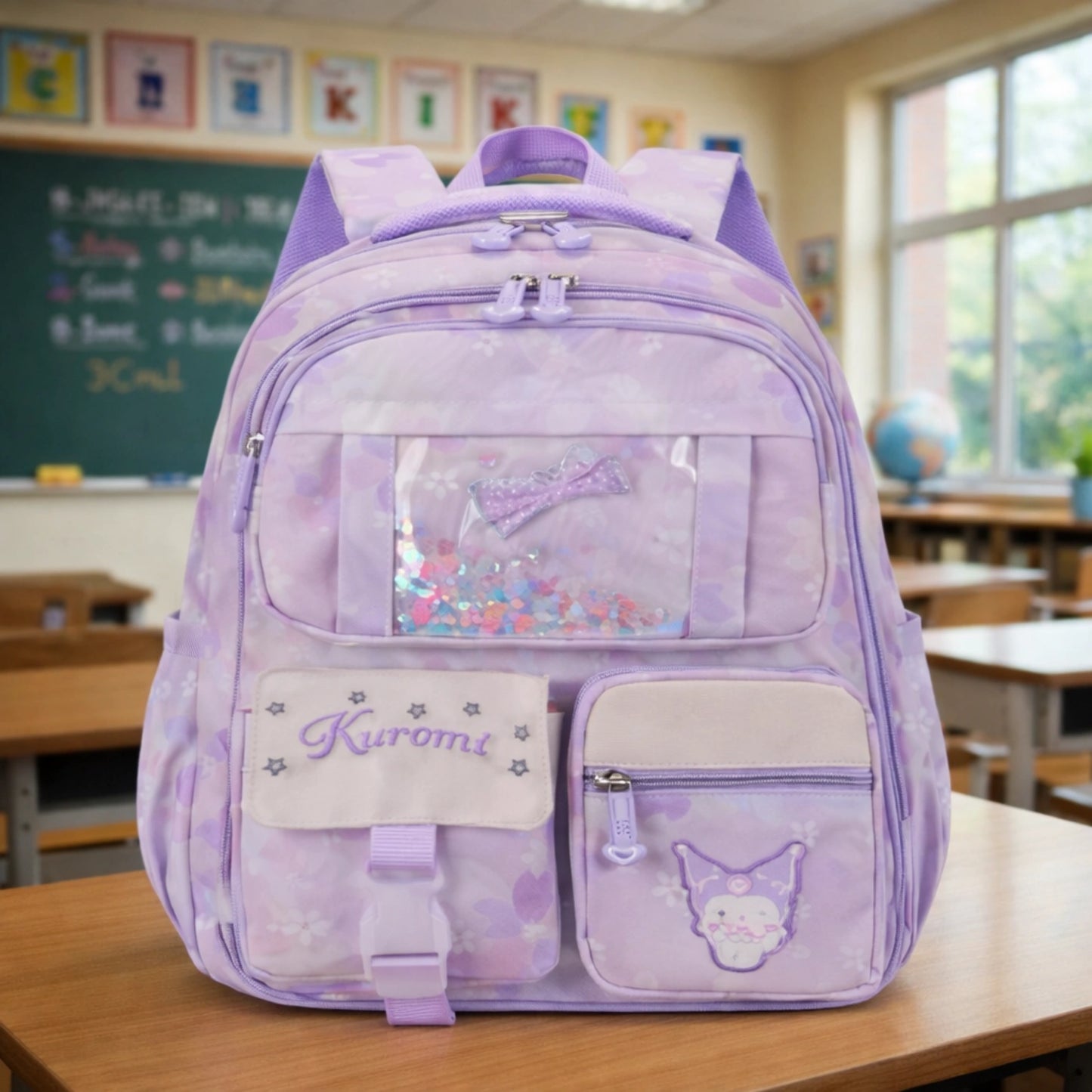 Glitter Window Cute School Backpack