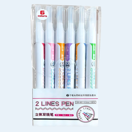 6 Color 2 Lines Outline Pen Set