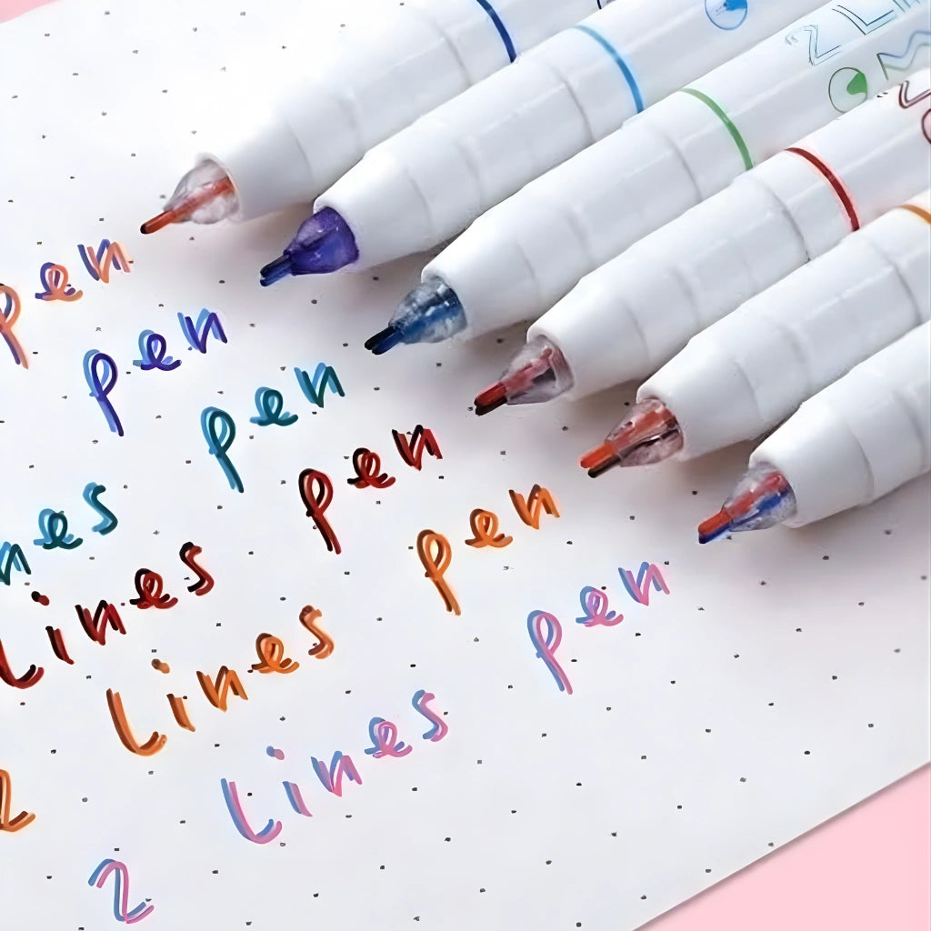 6 Color 2 Lines Outline Pen Set