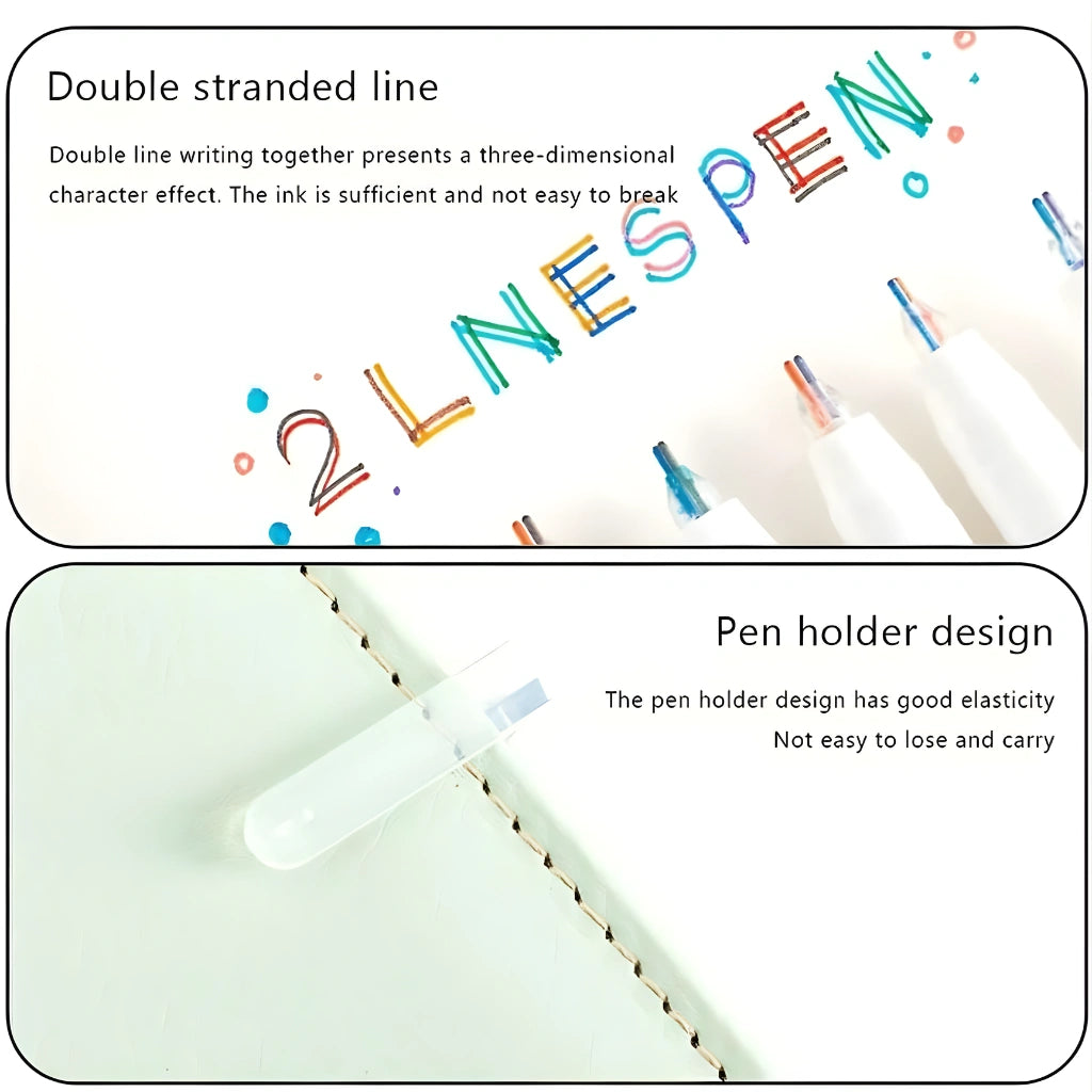 6 Color 2 Lines Outline Pen Set