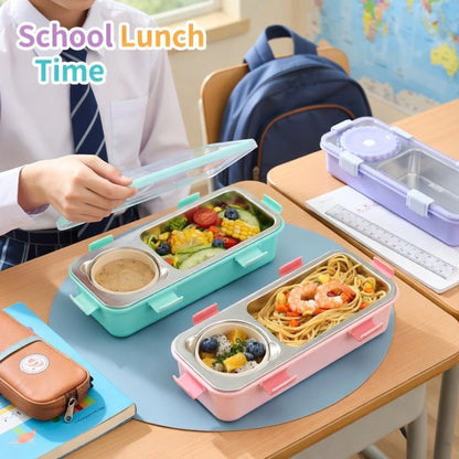 Stainless Steel 2 Compartment Lunch Box with Sauce Cup