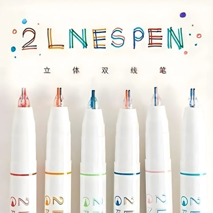6 Color 2 Lines Outline Pen Set