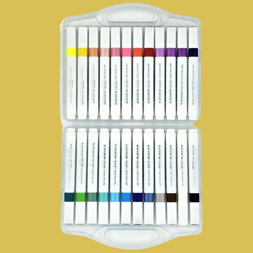 24 Colors Washable Acrylic Marker Pens Set