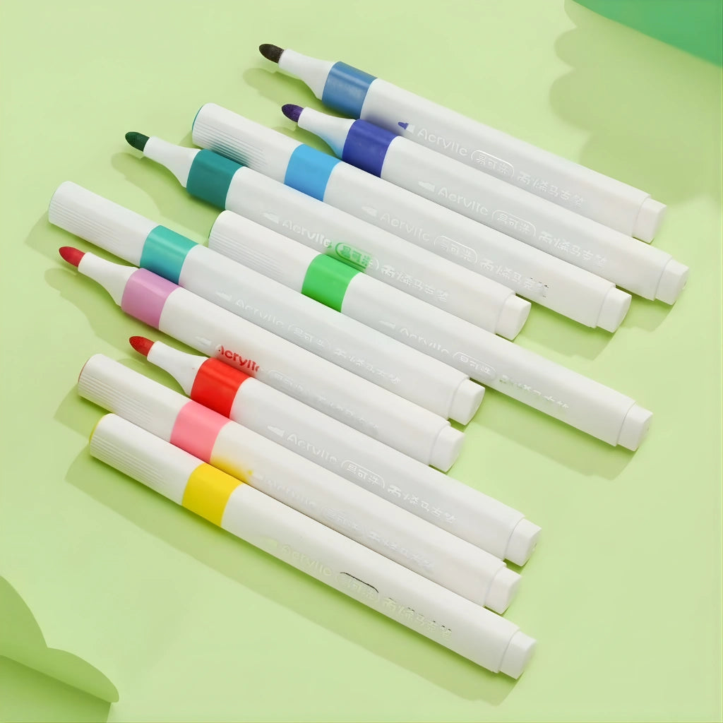 24 Colors Washable Acrylic Marker Pens Set