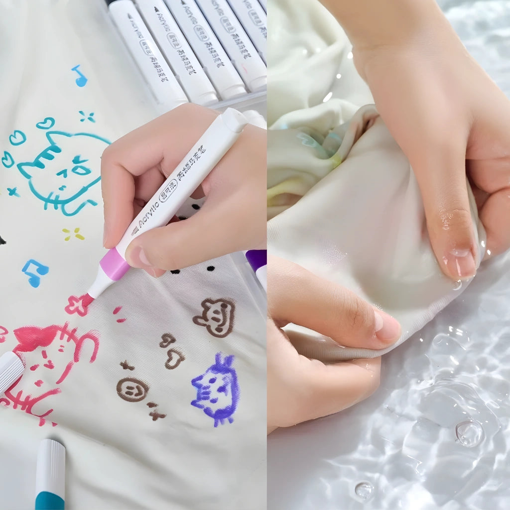 24 Colors Washable Acrylic Marker Pens Set