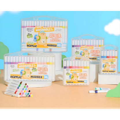 24 Colors Washable Acrylic Marker Pens Set