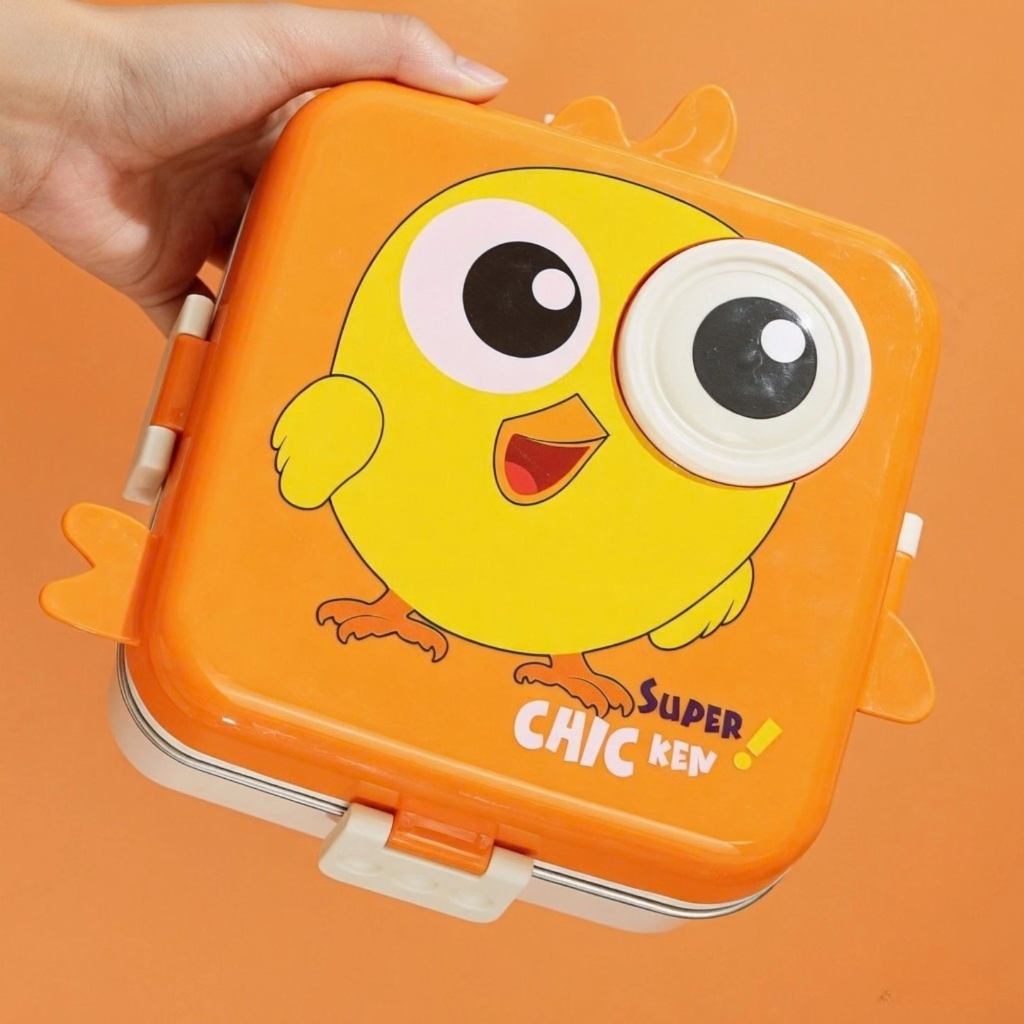 Cartoon Bento Lunch Box with Stainless Steel Tray