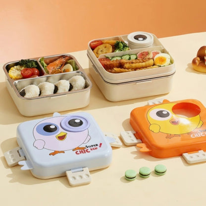 Cartoon Bento Lunch Box with Stainless Steel Tray